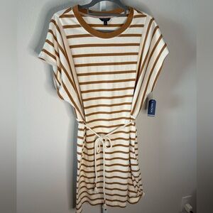 NWT Nautica Brown and Cream Striped Dress